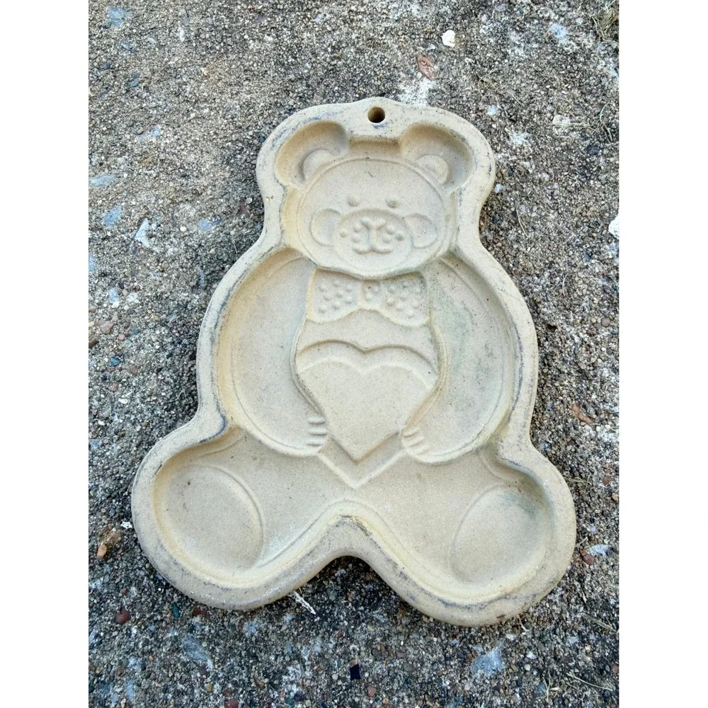 Pampered Chef 1991 Teddy Bear Stoneware Cookie Mold Family Heritage Collection